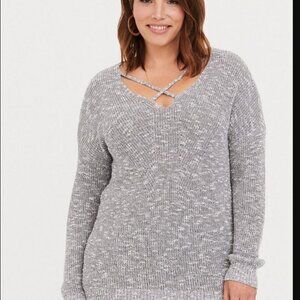 Torrid Grey Marled Strappy Pullover Sweater 3x